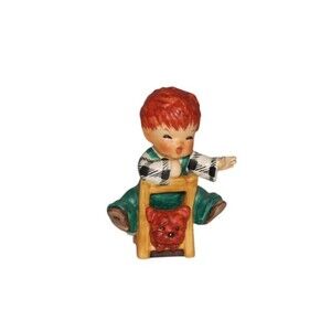 Goebel Hummel Redheads "The Kibitzer" Boy on Chair with Pet Dog Vintage 1956